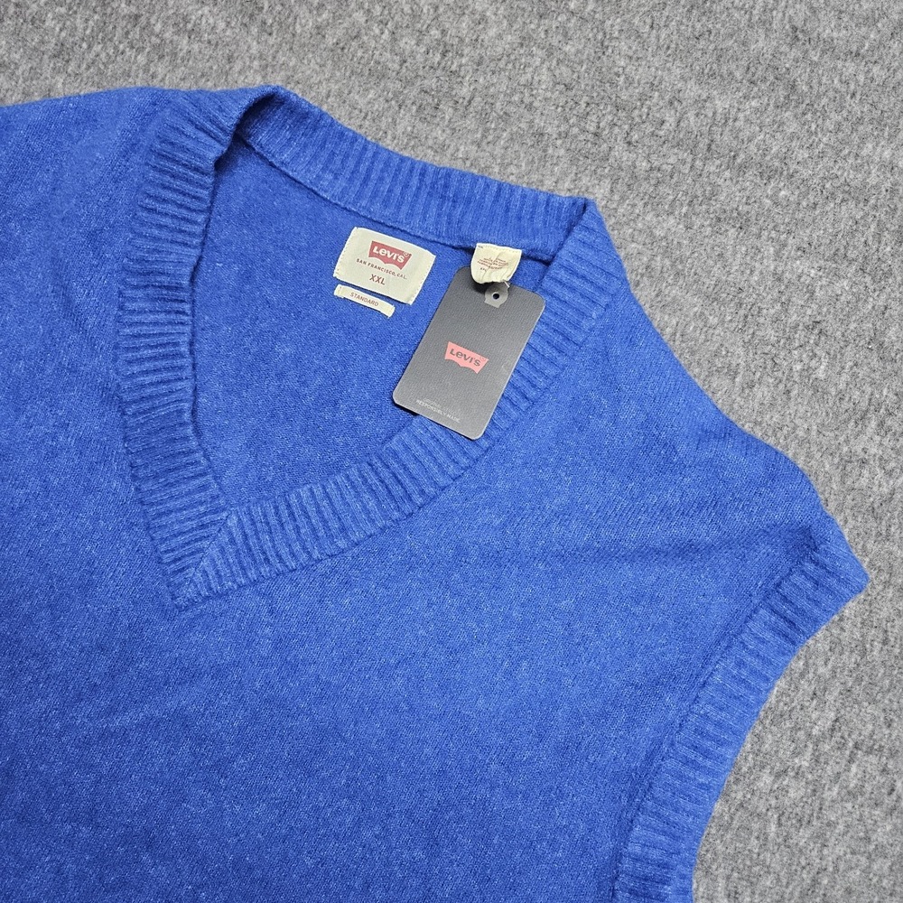 Levi's Classic V-Neck Blue Loose Men's Sweater Vest Brand New XXL